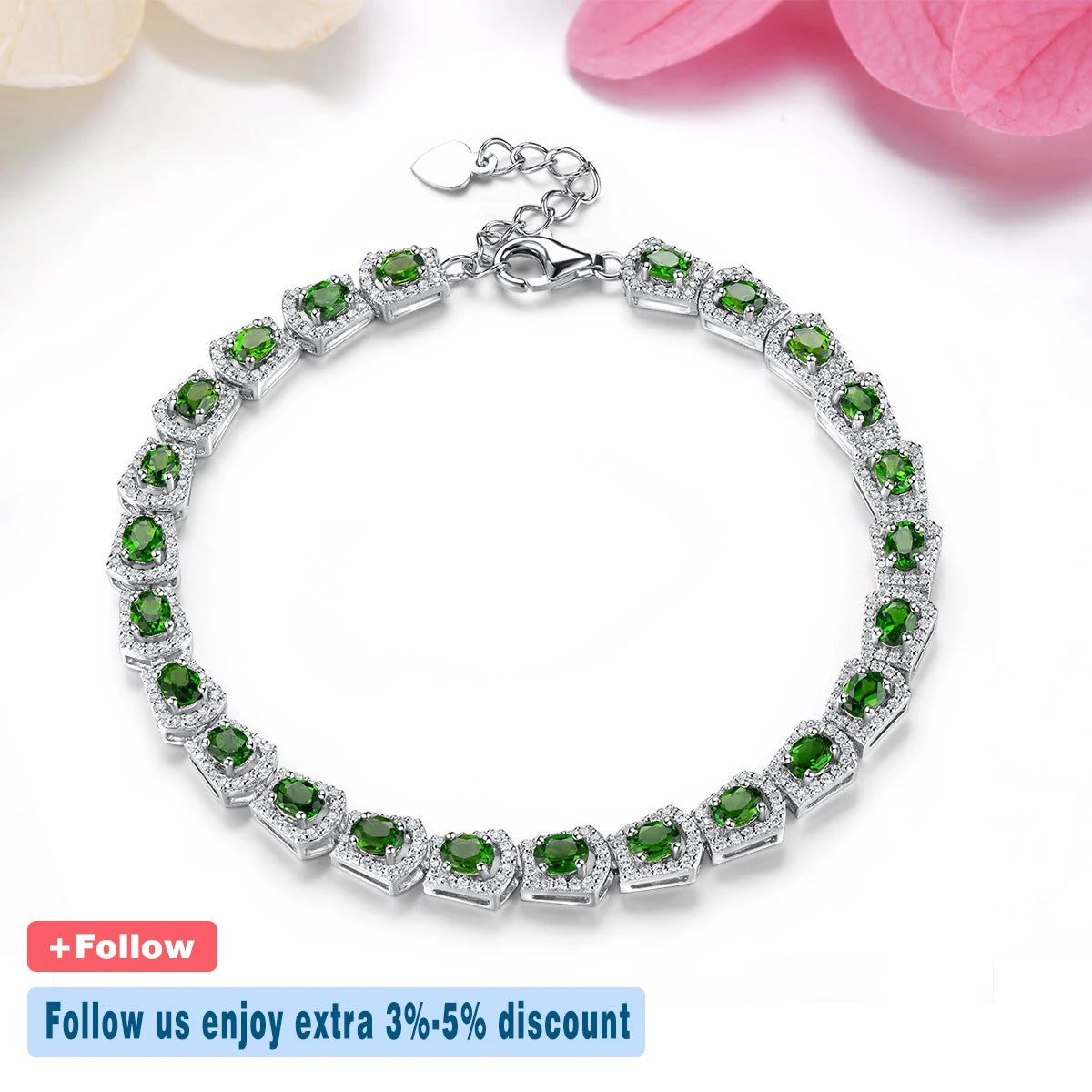 Natural Chrome Diopside Sterling Silver Bracelets 4.5 Carats Genuine Diopside Gemstone Women's Fine Jewelrys New Year Gifts
