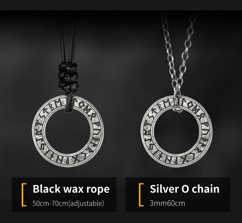 Viking Circle Pendant 925 Silver  Round necklace Trendy Men and Women Retro Jewelry
