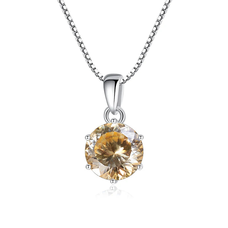 Butterflykiss 1CT 100 Faced Cut Moissanite Solitaire Drop Necklaces Gold Plated Pendant Real S925 Silver Chain Jewelry For Women light champagne 1.0CT 45cm
