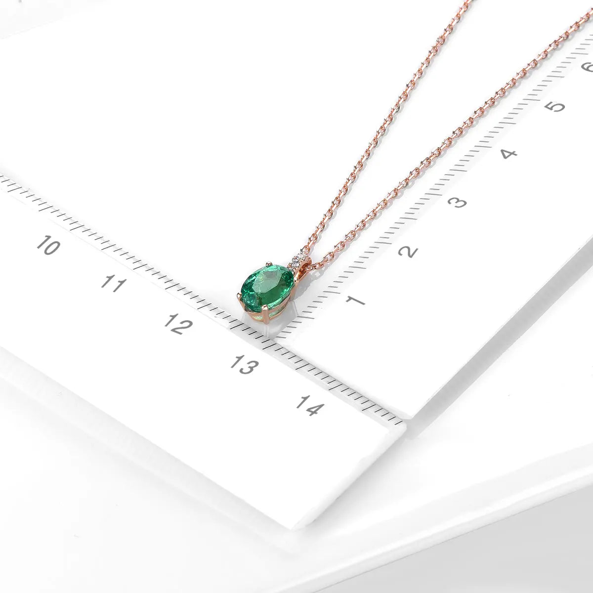 LP Solid 18K Rose Gold Pendant 0.82 Carats Natural Emerald & 0.028 Carats Diamond Necklace Classic Style with Silver Chain