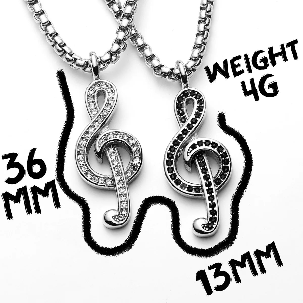 Music Symbol Gemstone Stainless Steel Men Necklaces Pendant Chain Punk For Women Fashion Jewelry Gifts Wholesale Dropshiping