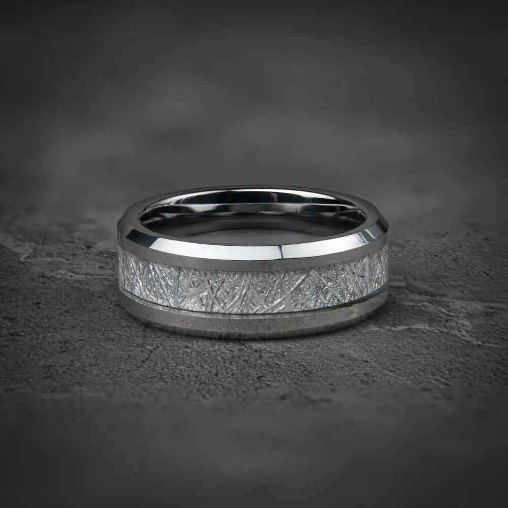 Cute Ocean-Themed 8mm Men Stainless Steel Ring with Dreamy Sea Jellyfish Pattern Inlay Rings for Teenager Wedding Party Jewelry