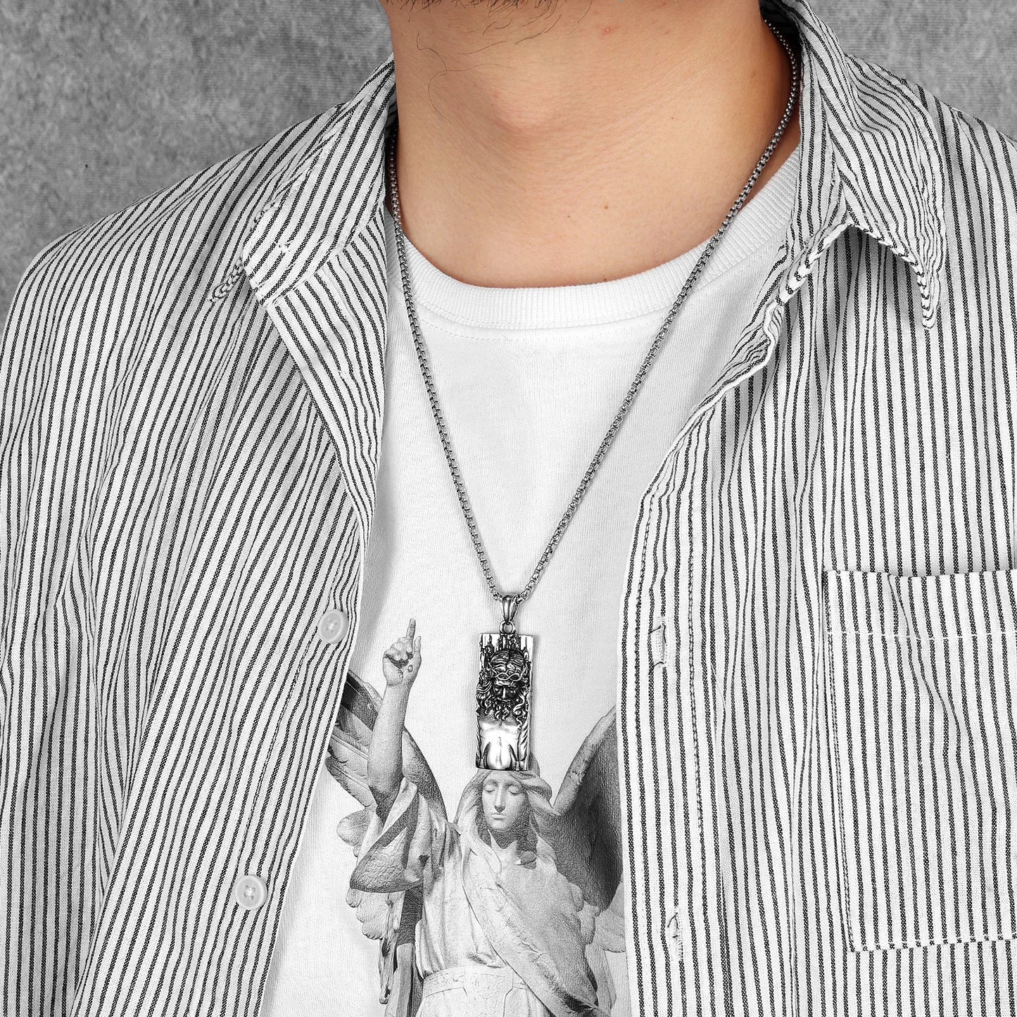 Jesus Retro Powerful Amulets Stainless Steel Men Necklaces Pendant Chain Punk For Women Fashion Jewelry Gifts Wholesale