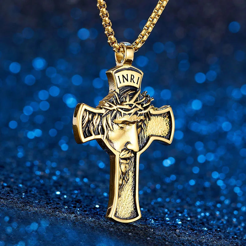 Jesus Heart Cross Series Stainless Steel Men Necklaces Pendant Chain Powerful Amulet Vintage For Women Jewelry Gifts Wholesale