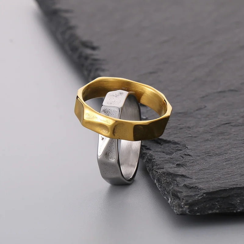 Simple Fashion Thin Stainless Steel Rings For Women Men Geometric Punk Finger Decoration Wedding Party Jewelry Christmas Gifts