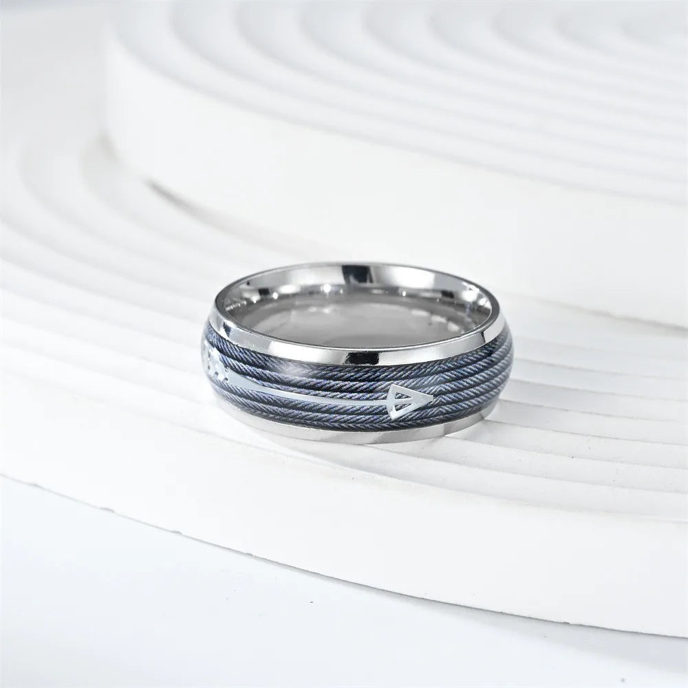 Fashion 8mm Arrow Pattern Stainless Steel Rings For Men Silver Color Brushed Men Rings Wedding Band Jewelry Wholesale