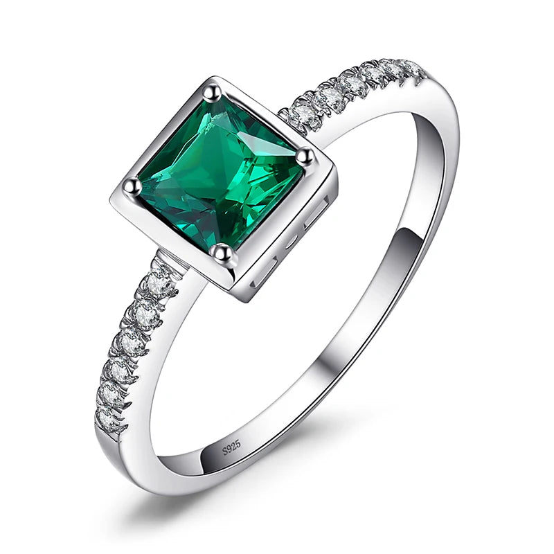 JewelryPalace Square Created Blue Sapphire 925 Sterling Silver Ring for Women Fashion Fine Jewelry