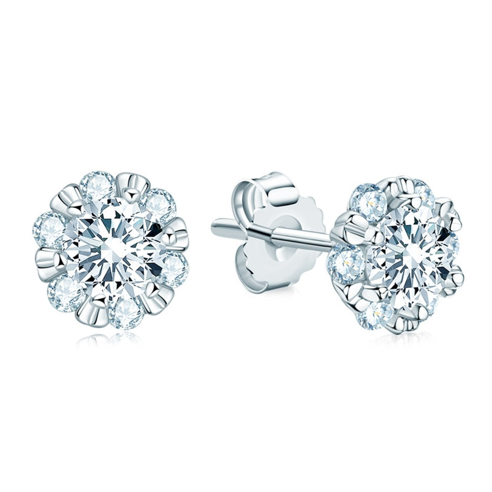 Vinregem 925 Sterling Silver 18K Silver Moissanite Pass Test Diamond Stud Earrings Fine Jewelry For Women Gift Default Title