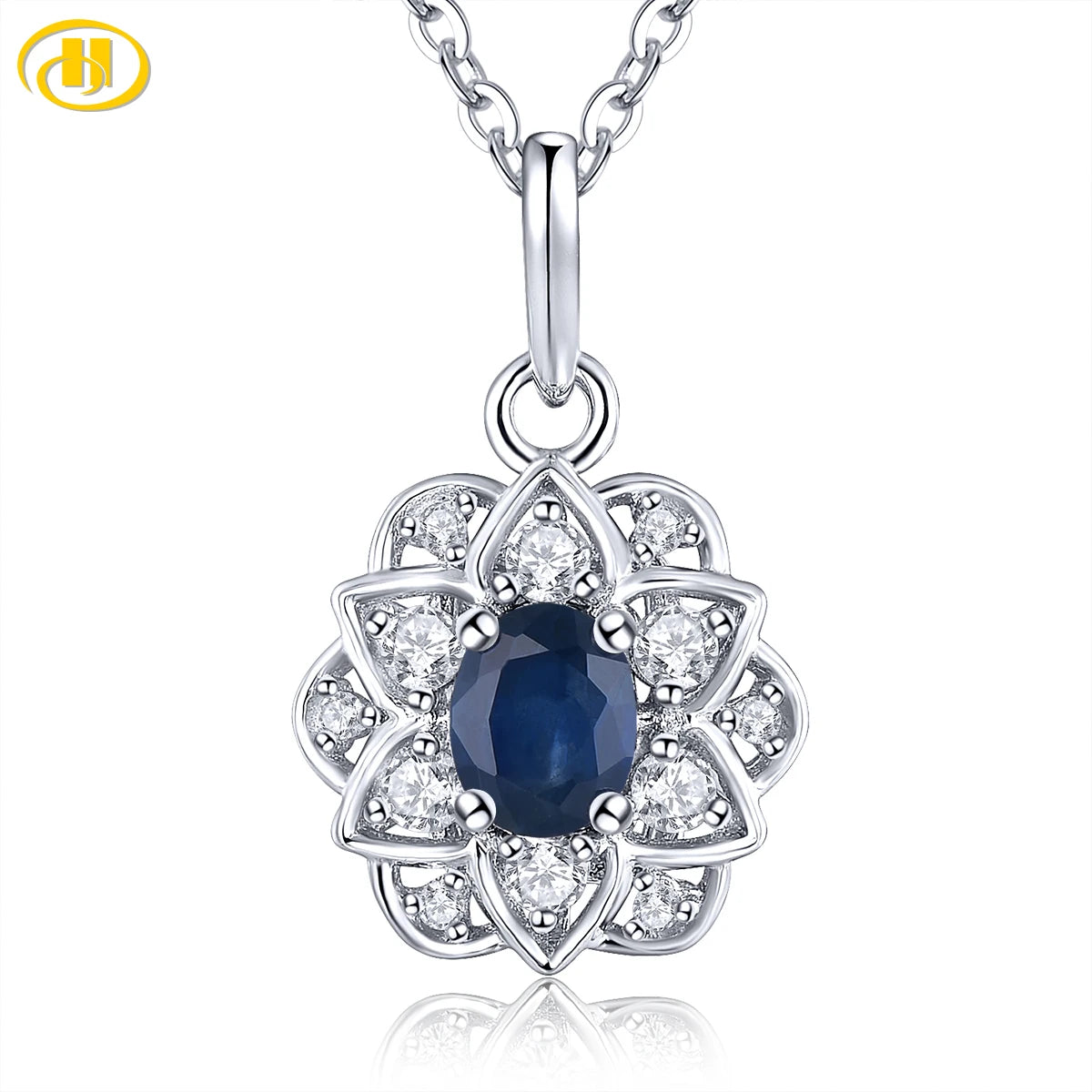 Natural Blue Sapphire Solid Sterling Silver Pendants 0.4 Carats Genuine Precious Sapphire Women Daily Fine Jewelrys Styles Default Title