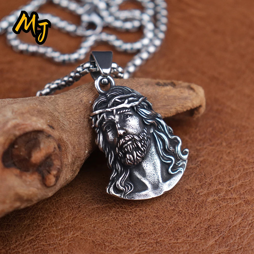New Stainless Steel Jesus Pendant Chain for Women Fashion Catholic Crown of Thorns Necklace Amulet Jewelry Accessories