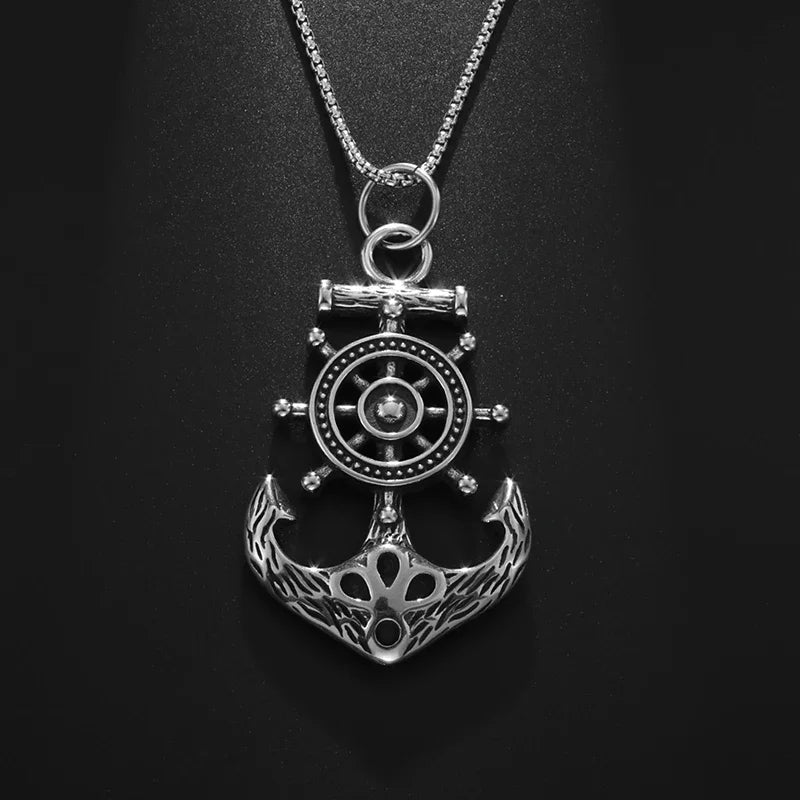 Hip Hop Ice Out Anchor Pendant Necklace for Men Women Fashion Rock Jewelry Music Festival Party Christmas Gift