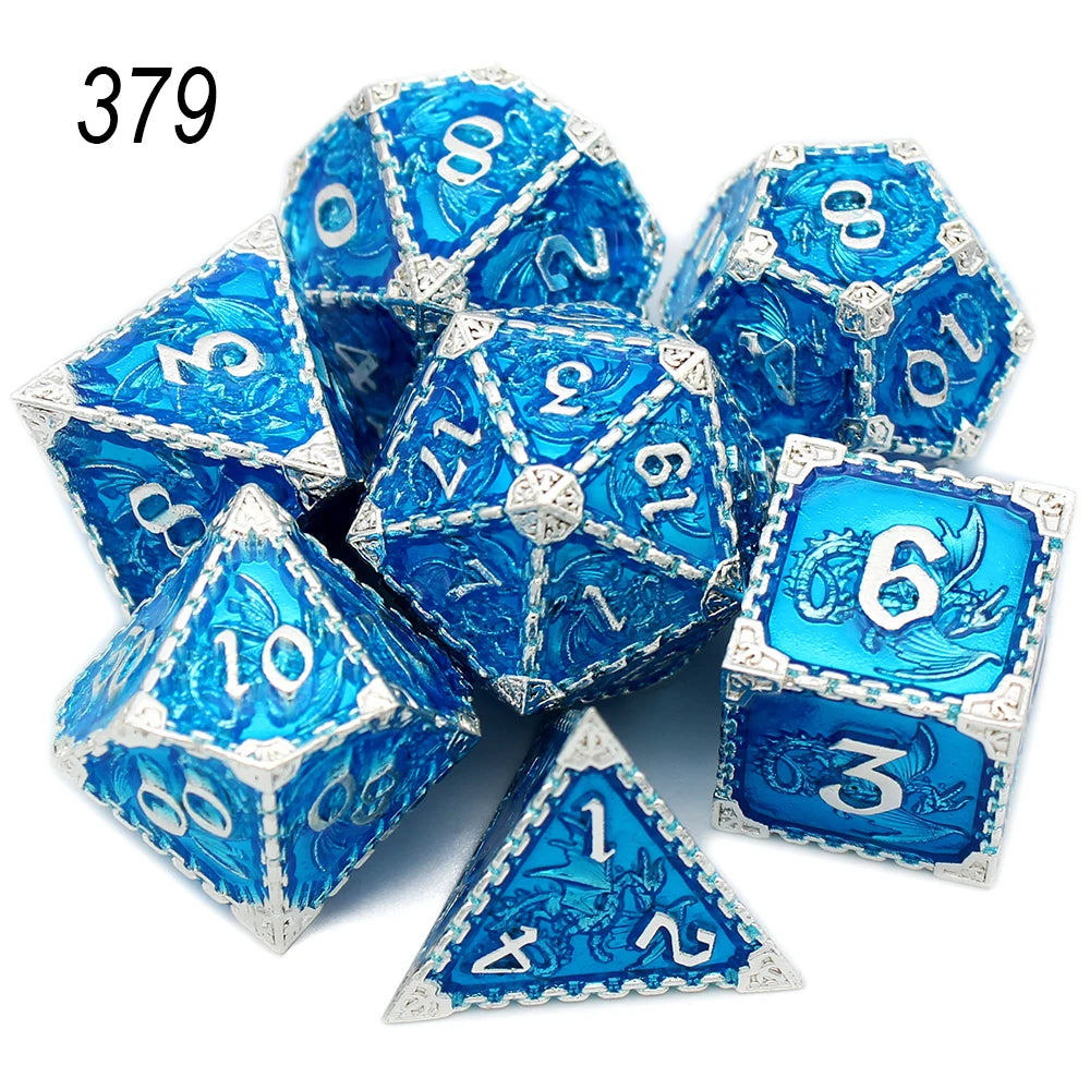 YANSHEGNYI-Metal Dice Dice Set, Dragon, RPG, D & D Board Games, Sex Polyhedral, D Dice, Dadi Dados, 7Pcs 379