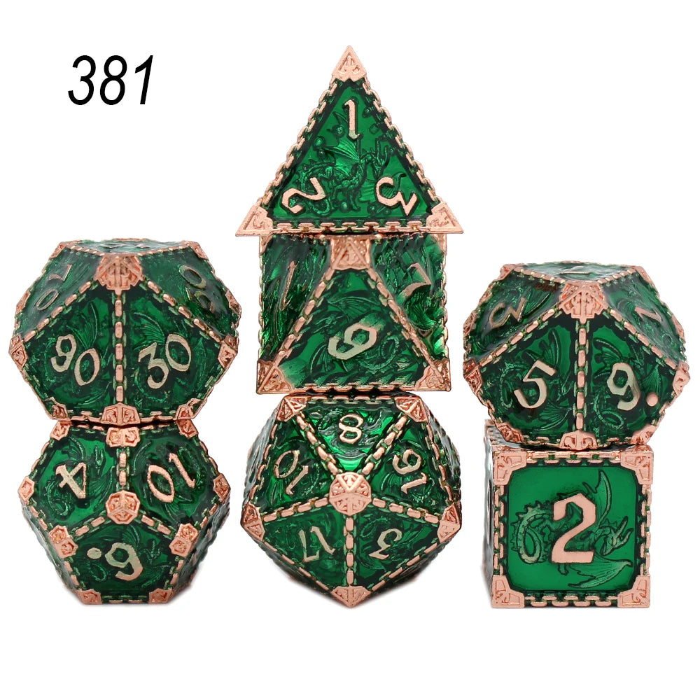 YANSHEGNYI-Metal Dice Dice Set, Dragon, RPG, D & D Board Games, Sex Polyhedral, D Dice, Dadi Dados, 7Pcs 381