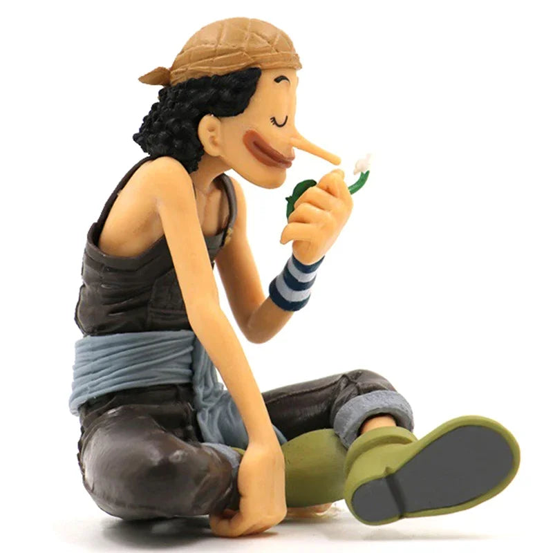 One Piece Anime Usopp Smell Flowers Sitting Posture Action Figure Model Dolls Collection Children's Gift Desktop Decoration