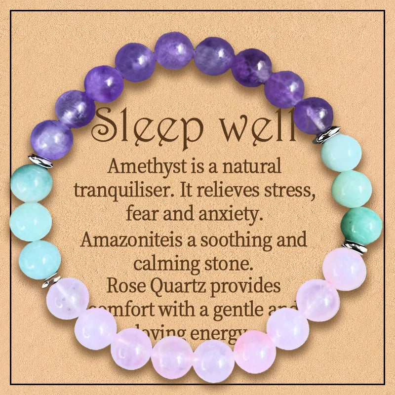 8 Styles 2PCS 8mm Healing Crystal Bracelet for Women Protection Good Luck Friendship Anxiety Stone Healing Bracelet with Card