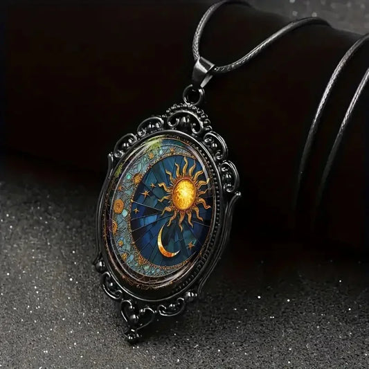 Trendy New Retro Romantic Sun And Moon Women'S Pendant Necklace Versatile Temperament Jewelry Gift