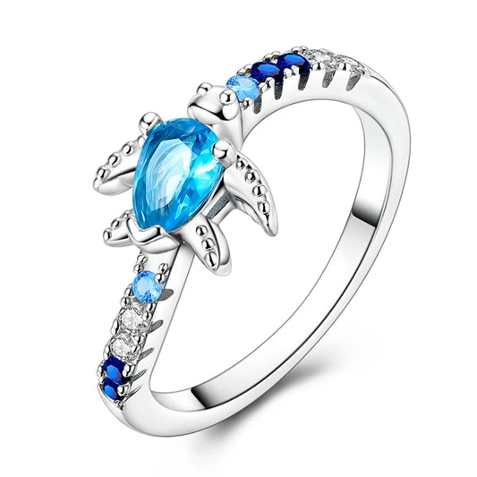 Original 925 Sterling Silver Ring Sea Turtle Roaming Closed Rings For Women Girls Jewelry Birthday Anniversary Gifts