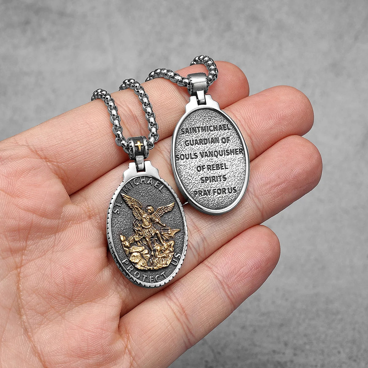 Archangel St.Michael Guardian Stainless Steel Men Necklaces Pendant Chain Punk Stylish For Women Fashion Jewelry Gifts Wholesale