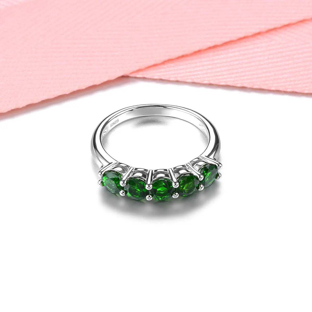 Natural Diopside Solid Silver Rings 1.4 Carats Genuine Green Gemstone Simple Classic Design Women's Ring Daily Fine Jewelrys