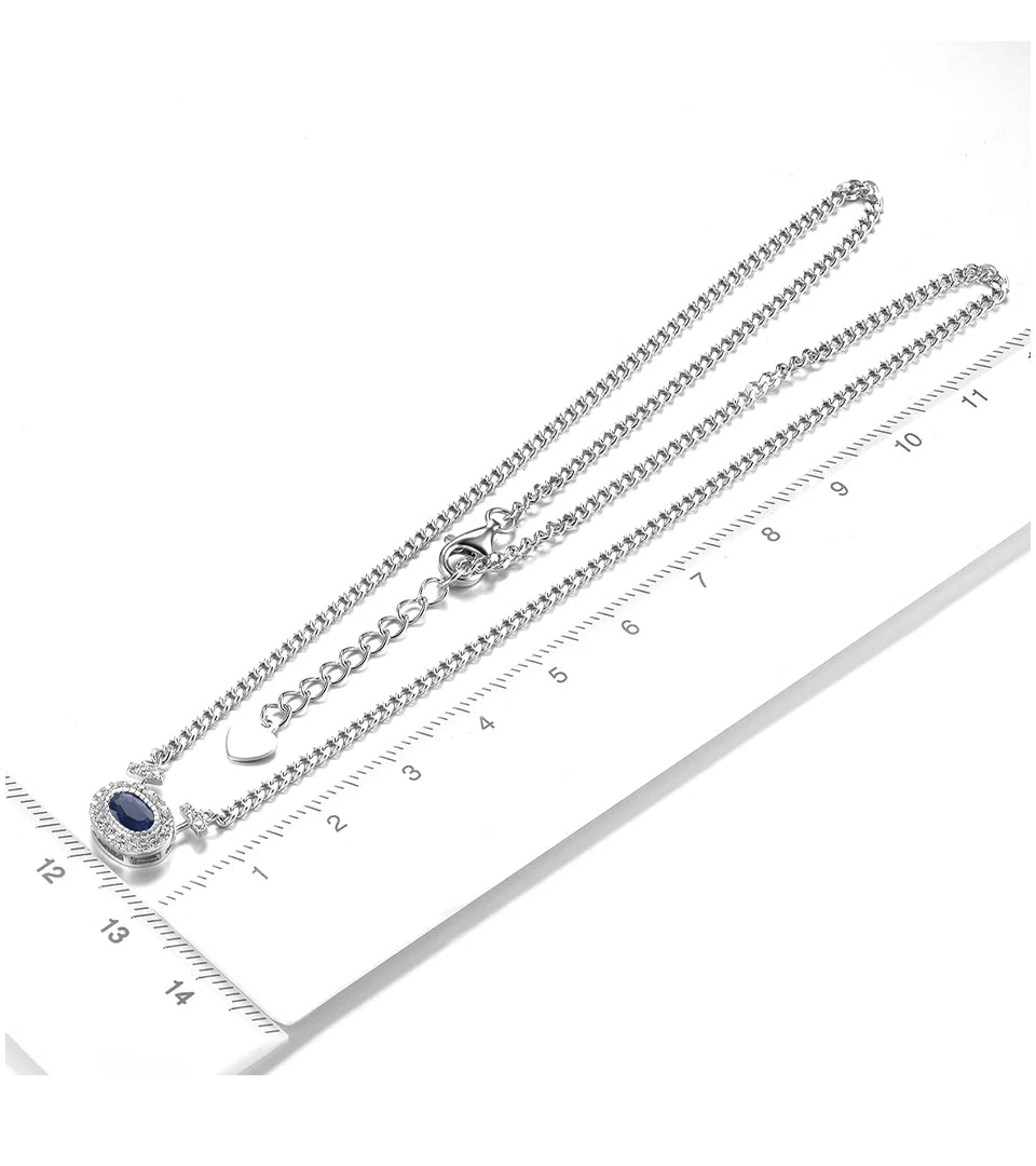 Natural Blue Sapphire Silver Necklace 0.8 Carats Genuine Precious Gemstone S925 Exquisite Romantic Fine Jewelrys Birthday Gifts