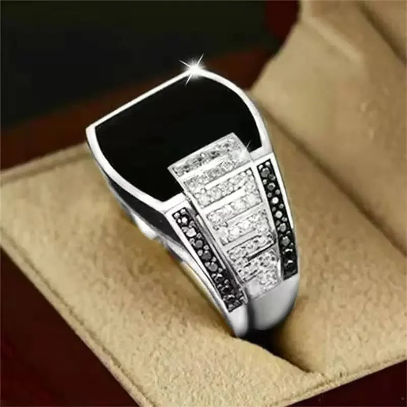New Retro Handmade Turkish Rings for Men Vintage Double Swords Black Zircon Rings Punk 2024 Trendy Islamic Religious Muslim