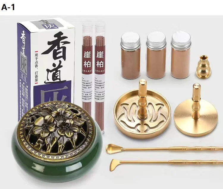 Incense Burner Set Brass Incense Fragrance Making Kit Incense Sealing Mold Incense Holder for Yoga Meditation Home Fragrance A-1