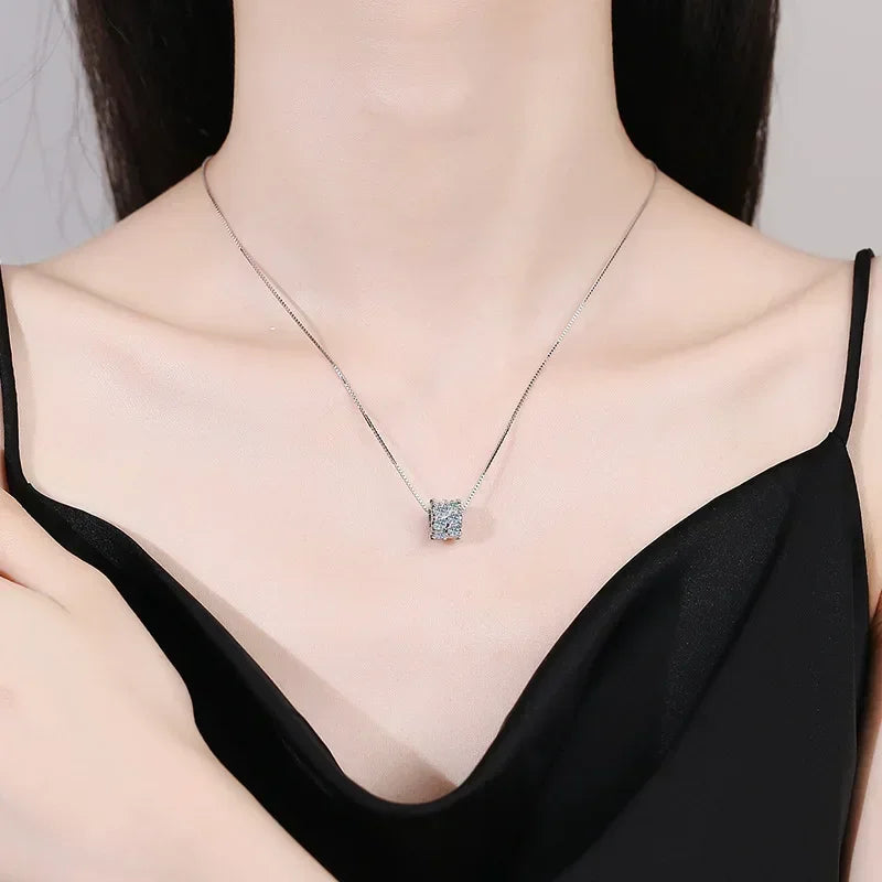 TFGLBU 1.6CTTW All 3mm Colorless Moissanite 925 Sterling Silver Pendant for Women Elegant Unique Necklace Luxury Quality Jewelry