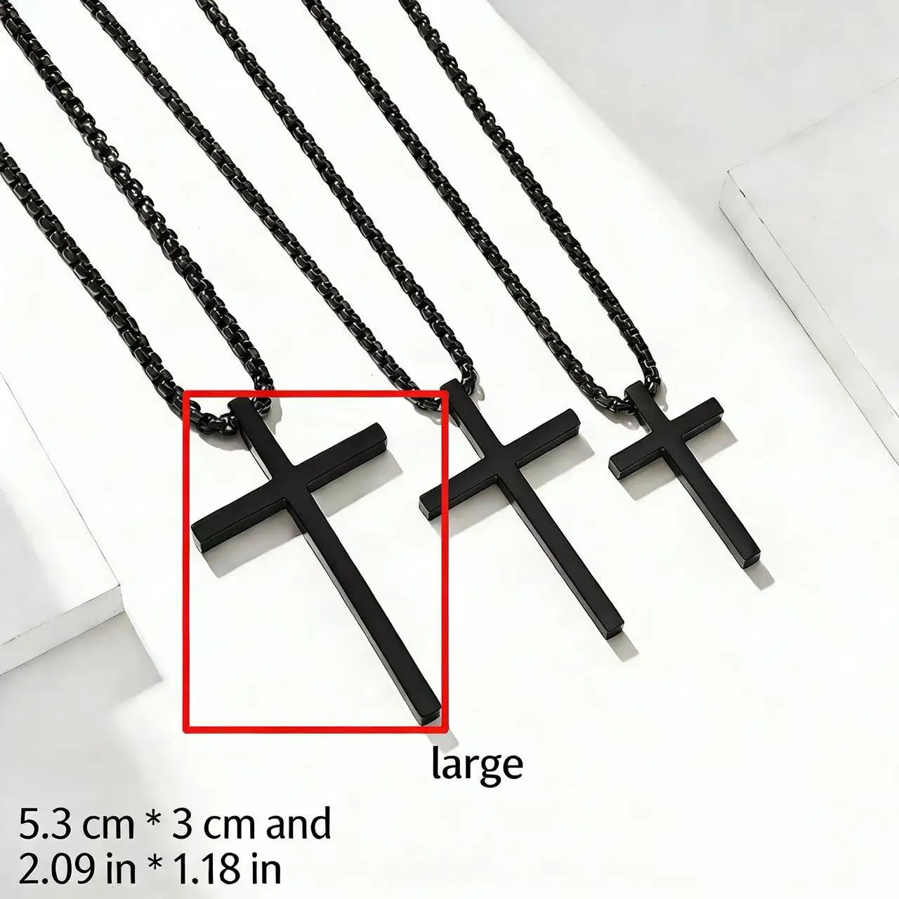 HNSP 316L Stainless Steel Cross Pendant Chain Necklace For Men Unisex Simple Style Large Medium Small Size Waterproof Jewelry