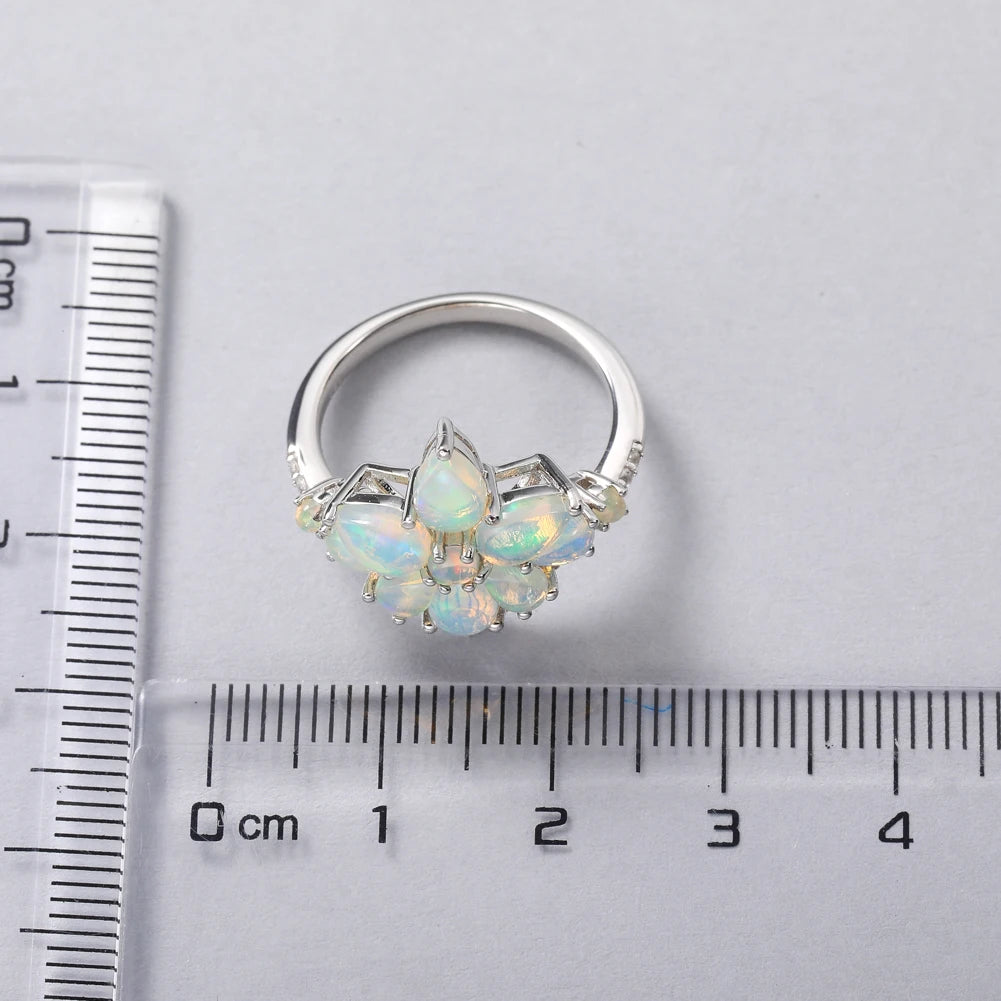 GZ ZONGFA Genuine Natural Opal Ring 925 Sterling Silver for Women Gemstone Custom Flower Engagement Ring Fashion Fine Jewelry