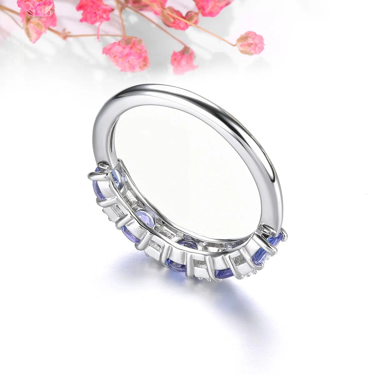 Natural Tanzanite Sterling Silver Rings 1.3 Carats Genuine Gemstone Women Classic Elegant Fine Jewelry S925 New Year Gifts