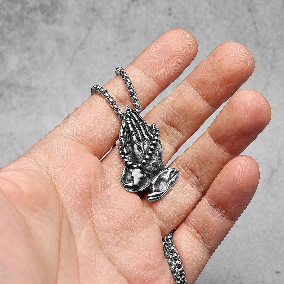 Let Us Pray Retro Amulets Stainless Steel Men Necklaces Pendant Chain Punk For Women Fashion Jewelry Gifts Wholesale Dropshiping