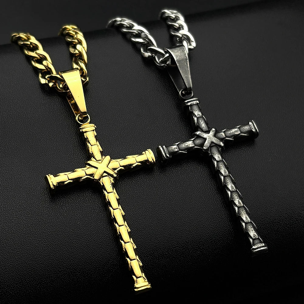 New Design Christian Stainless Steel Cross Pendant Necklace for Men Women Punk Hip Hop Biker Necklaces Amulet Jewelry Gift