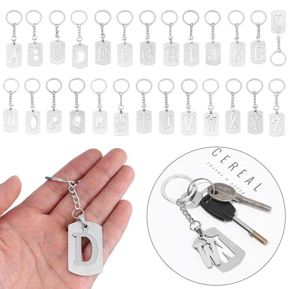 NEW DIY Stainless Steel A-Z Letters key Chain Charm 26 Letters KeyChain Men Women keychain Couple gift Jewelry Car Key Ring