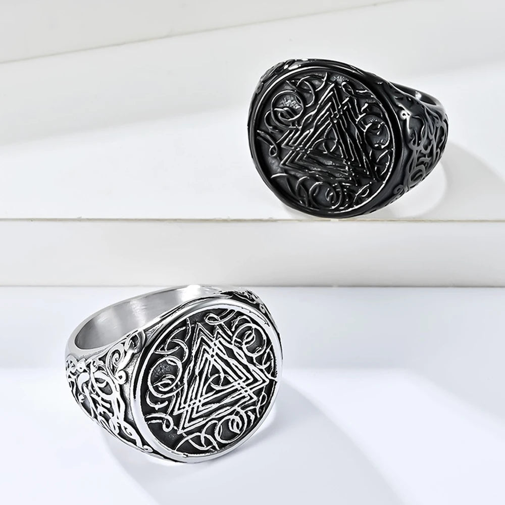 Vintage 316L Stainless Steel Viking Valknut Rings For Men Women Nordic Odin's Amulet Ring Fashion Jewelry Gifts Dropshipping