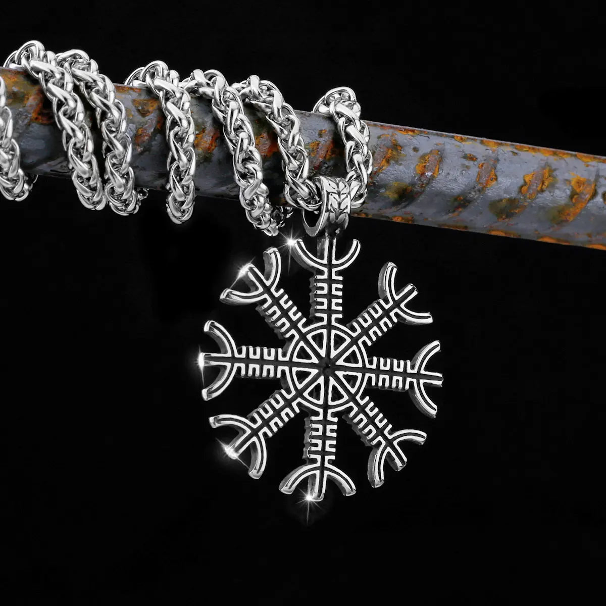 Nordic Totem Amulet Rune Necklace Retro Geometric Pattern Stainless Steel Jewelry Viking Punk Pendant Men's Fashion Jewelry Gift