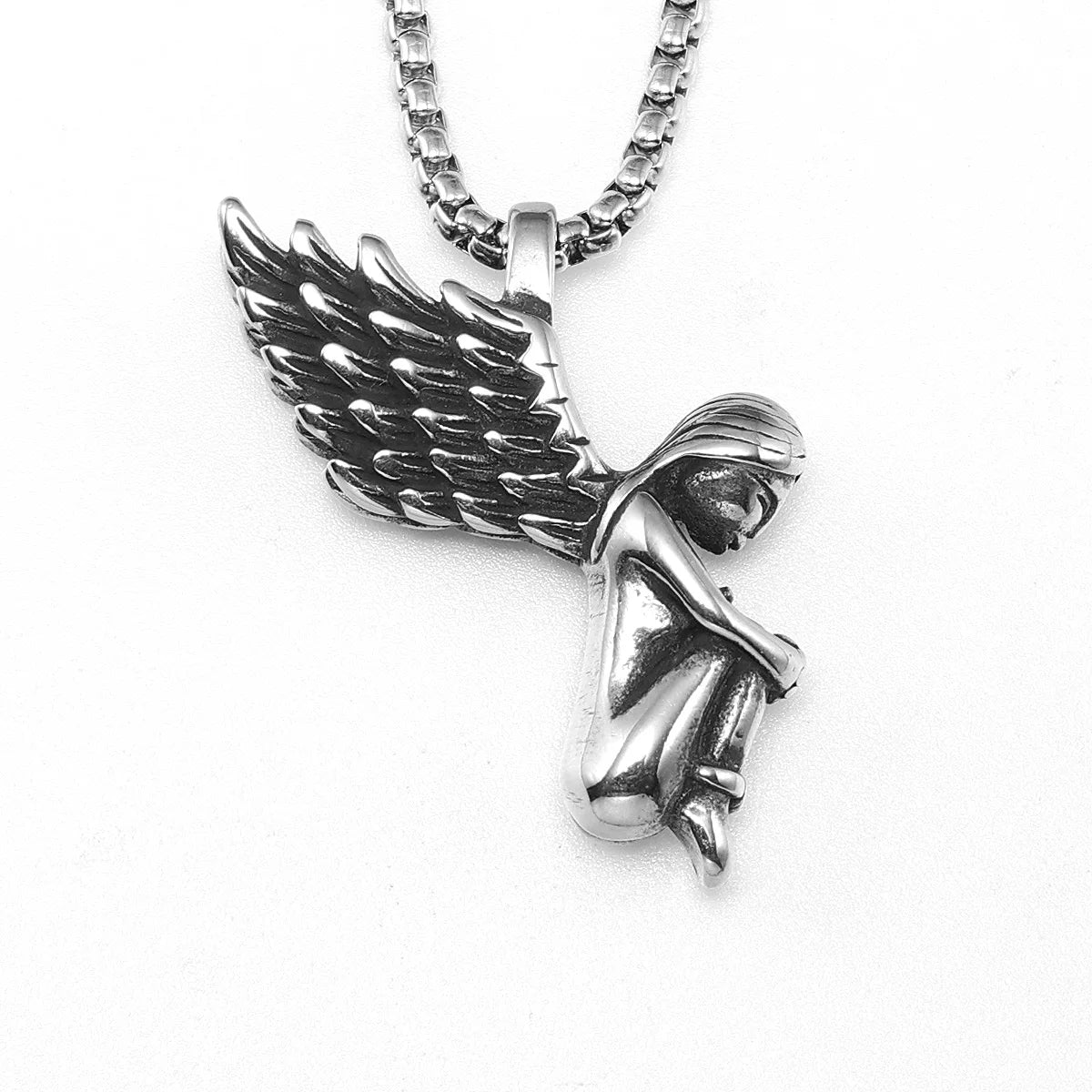 Guardian Angel Wings Stainless Steel Men Necklaces Pendant Chain Punk For Women Fashion Jewelry Gifts Wholesale Dropshiping