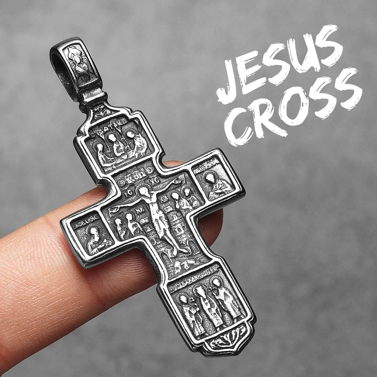 Cross Jesus Amulets Carving Stainless Steel Men Necklaces Pendant Chain Punk For Women Fashion Jewelry Gifts Wholesale