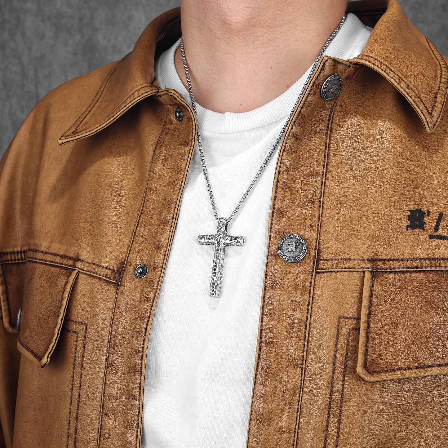 Texture Retro Cross Amulet Stainless Steel Men Necklaces Pendant Chain Punk For Women Fashion Jewelry Gift Wholesale Dropshiping