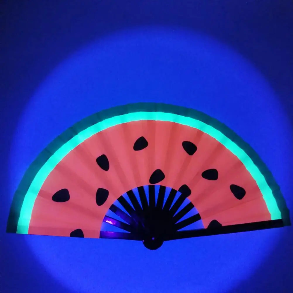 Folding Fan Colorful Holographic Rave Fans Bamboo Hand Fans for Festival Dancing Parties D