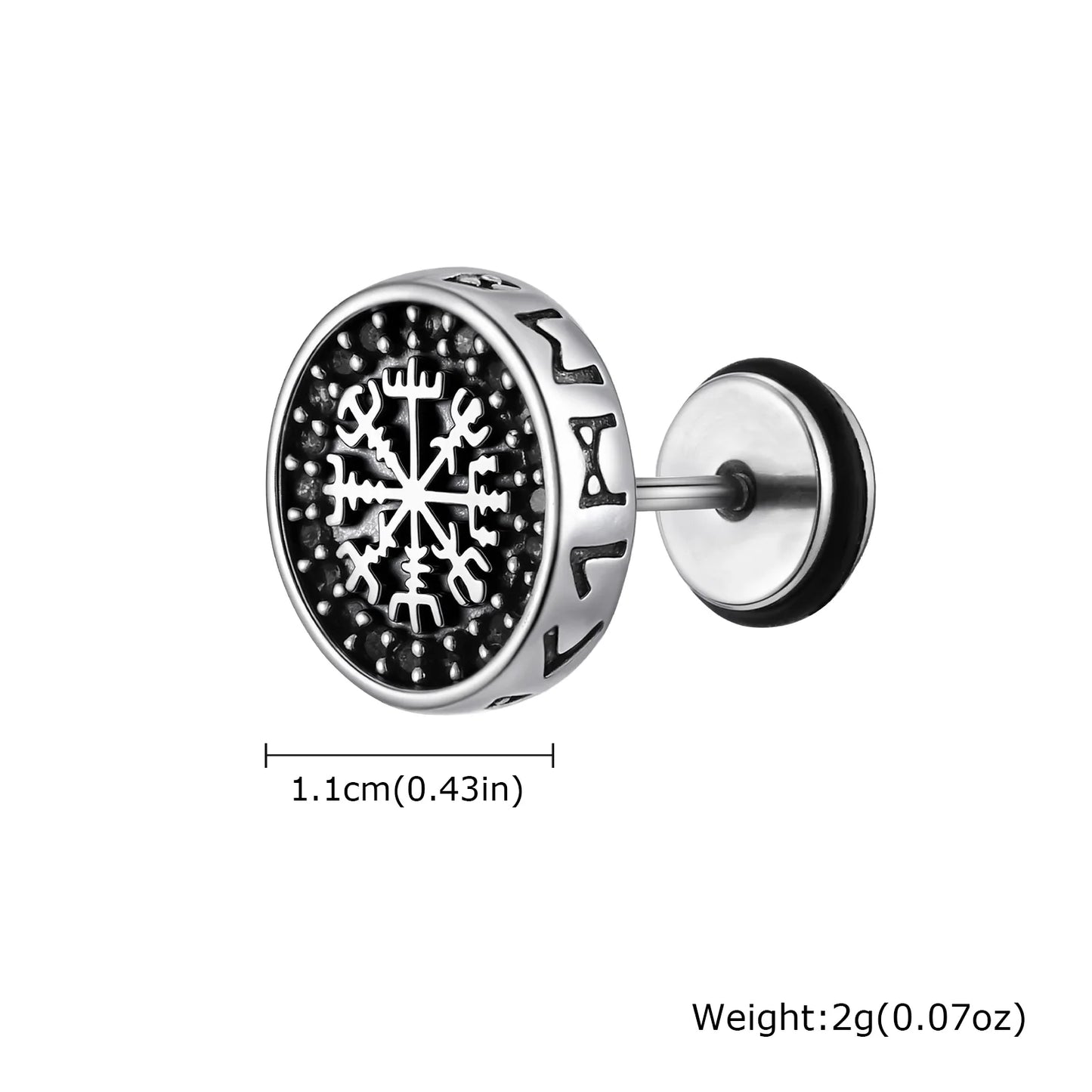Vintage Men's Compass Stud Earrings,Stainless Steel Eight-pointed Star Round Metal Stud Earrings,Trendy Classic Jewelry Gifts