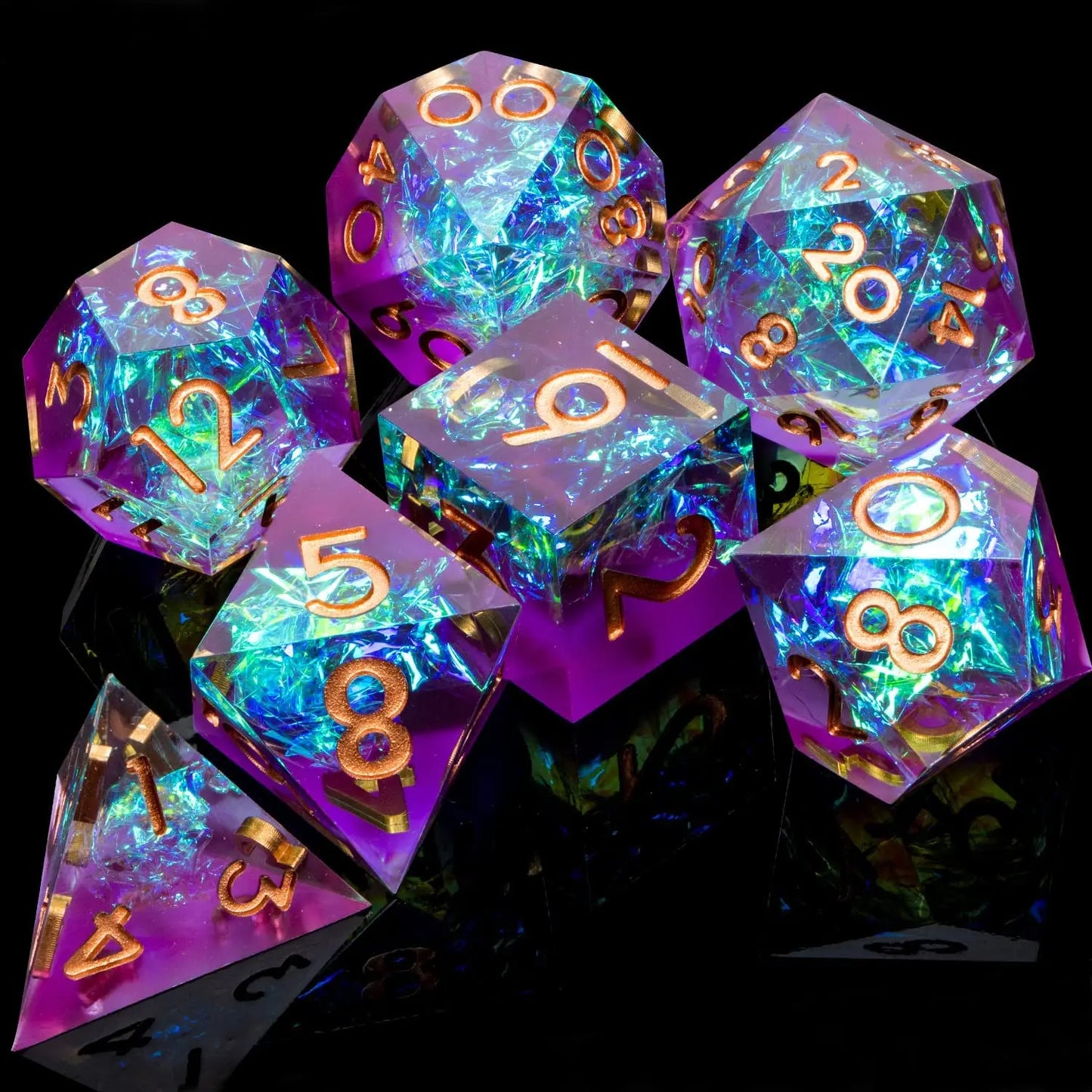 Dnd Sharp Edge Flower Handmade D20 RPG Polyhedral D and D Resin Dice Set For Dungeon and Dragon Pathfinder D6 Table Role Playing SZ-11