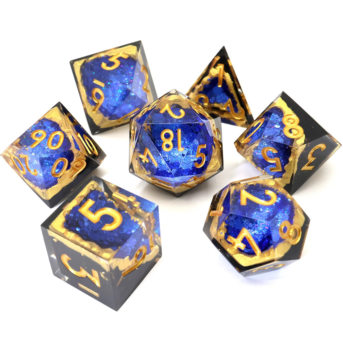 Polyhedral RPG Dice Board Games Resin DND Dice Set Sharp Edge Dice DND Gift For Role Playing Table Game-G4