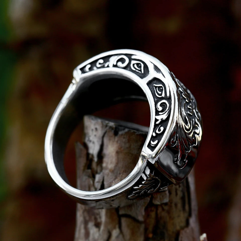 BEIER Cross Antiqued Northern Europe Viking 316L Stainless Steel Ring Gothic Pattern Jewelry  Factory price  BR8-215 US Size