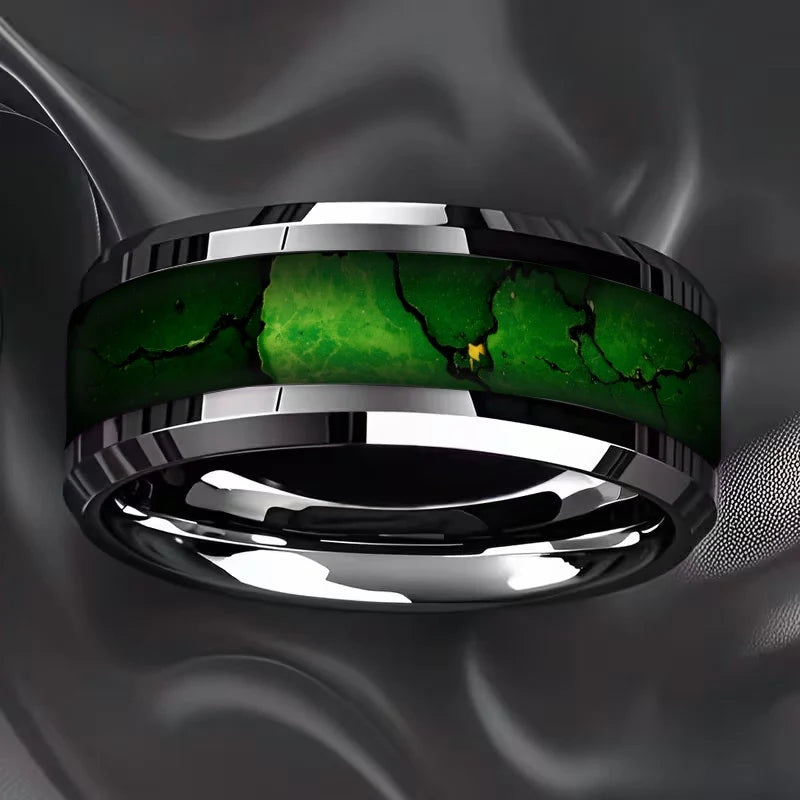 Wedding Band Jewelry Unique Mysterious Colorful Gradient Nebula Pattern Rings , 8mm Cosmic Starry Sky Stainless Steel Men Ring
