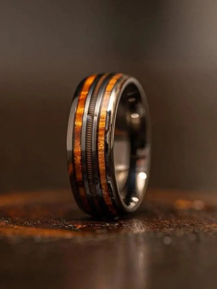 Fashion 8MM Gold Color Men Stainless Steel Ring Pink Abalone Shell Inlay Rings For Men Women Wedding Engagement Jewelry Gift