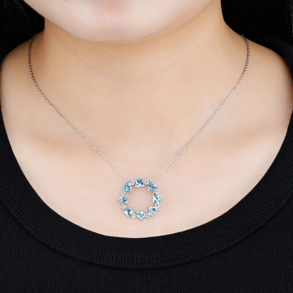 Colgantes de plata de ley con topacio azul cielo natural de 4,5 quilates, piedras preciosas auténticas para mujer, estilo romántico clásico, joyería fina, regalos.