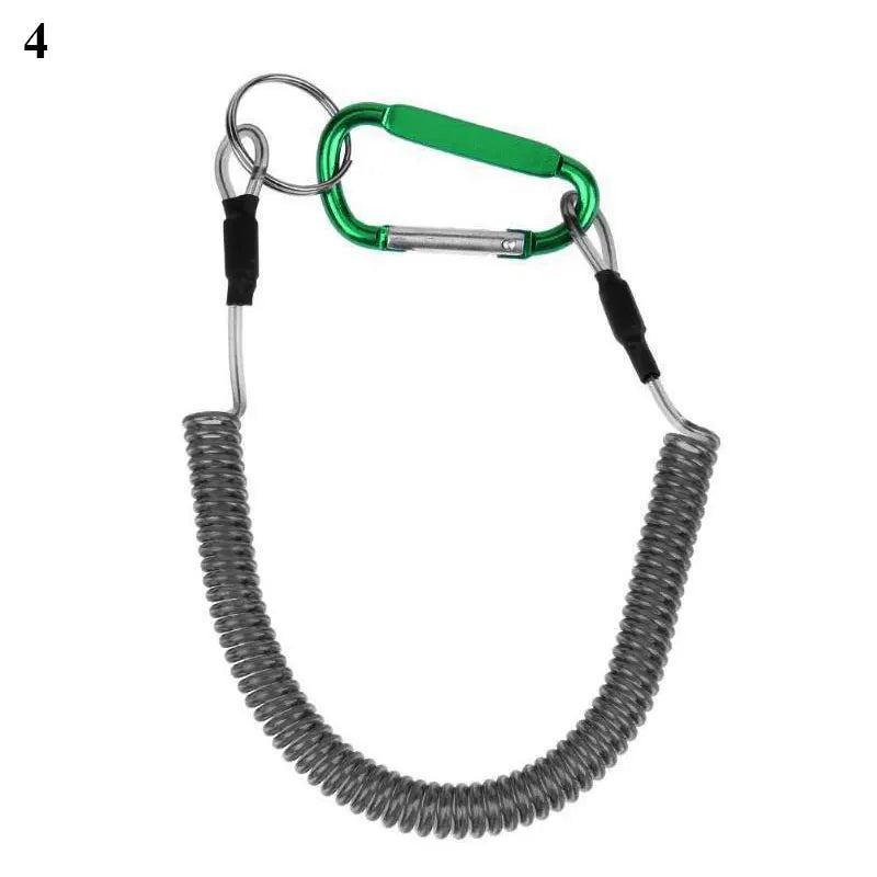 New Spiral Stretch Keychain Elastic Spring Rope Key Ring Metal Carabiner For Outdoor Anti-lost Phone Spring Key Cord Clasp Hook