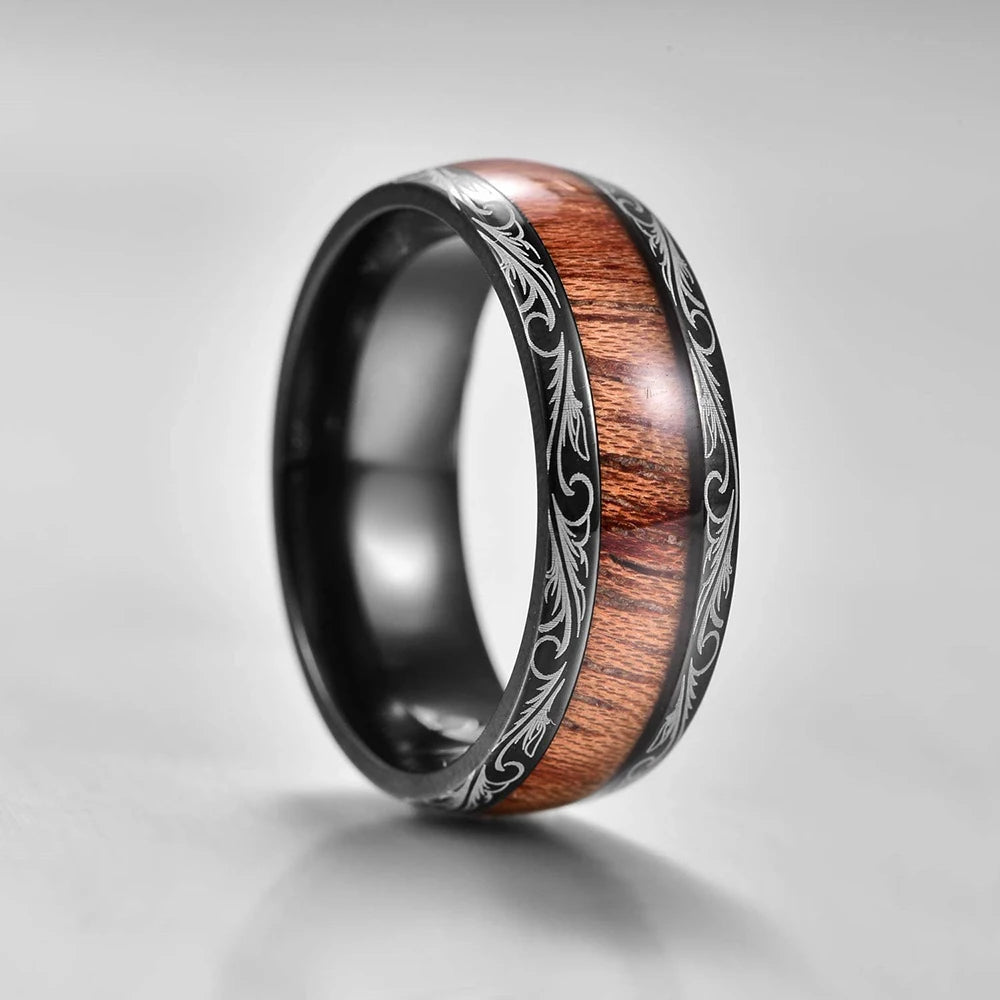 Fashion 8MM Rose Gold Color Stainless Steel Rings For Men Women Colorful Abalone Shell  Inlaid Men Rings Wedding Party Jewelry