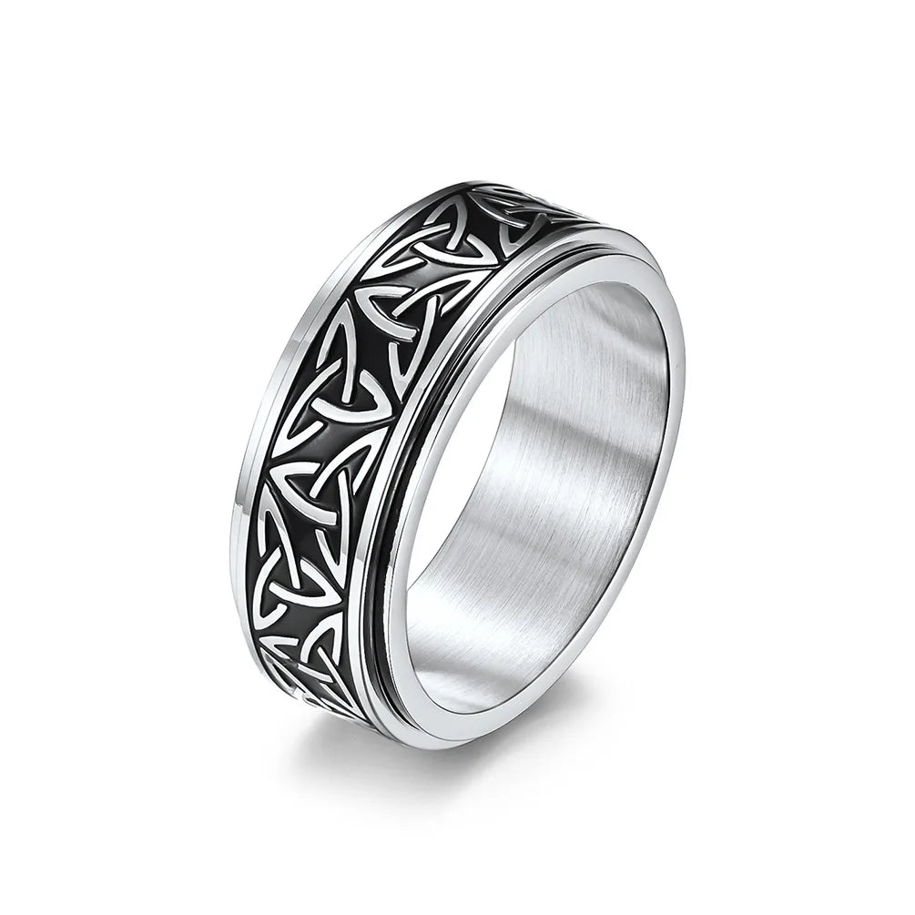 Vintage Irish Viking Celtics Knot Rings For Men Women Viking Stainless Steel Spinner Fidgets Rings Retro Rock Party Jewelry Gift