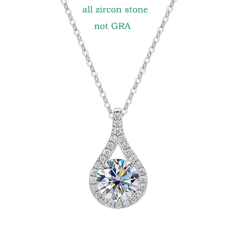 Smyoue 1-5ct Real Moissanite Necklace for Women Sparkling S925 Sterling Silver Jewelry Water Drop Pendant Girls Birthday Gift all zircon not gra